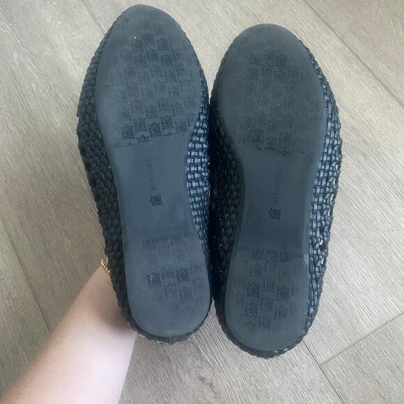 Birdies The Starling Black Woven Flats Comfort Faux Leather Slip On Size 7 - Picture 5 of 7